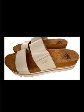 Cushion Vista Hi Platform Sandals Slide Double Strap White Women US 6 EU 36